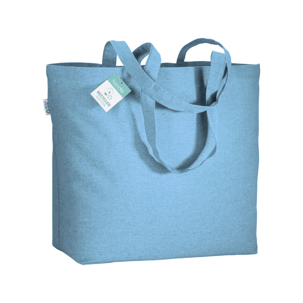 borse shopper stampate con logo in cotone riciclato colore celeste_azzurro 1193834 VAR04