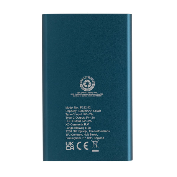 Carica l&#39;immagine nel visualizzatore di Gallery, power bank personalizzati in lega di alluminio riciclato, abs riciclato colore blu_blu 121703959 DET09
