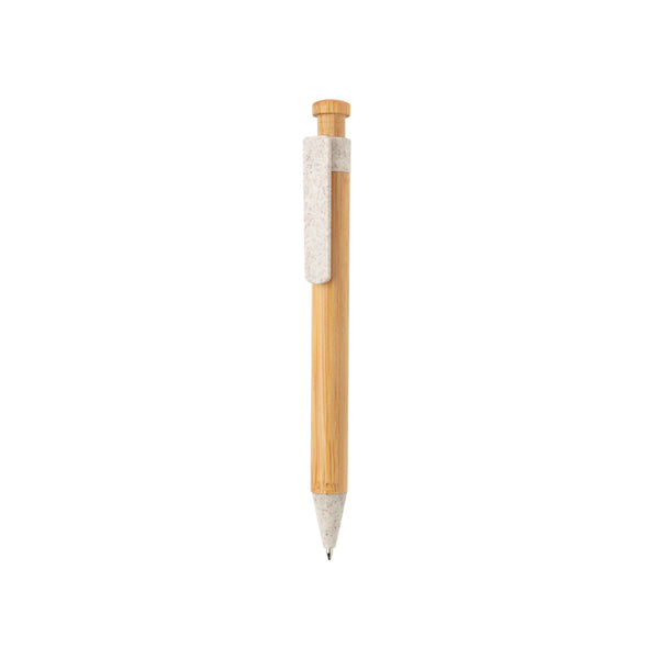 biro ecologiche da personalizzare in bambù, paglia di grano colore bianco_bianco 121732771 VAR02