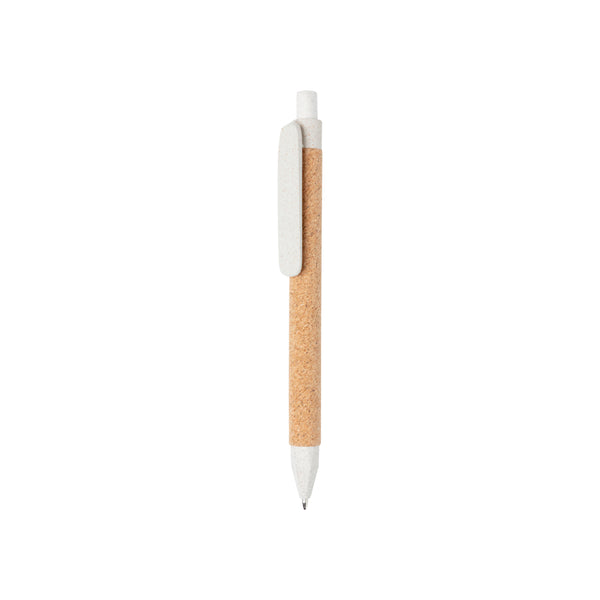 biro ecologiche da personalizzare in sughero, paglia di grano colore bianco_bianco 121732815 VAR02