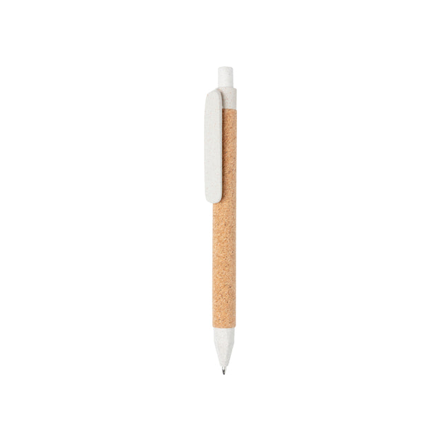 biro ecologiche da personalizzare in sughero, paglia di grano colore bianco_bianco 121732815 VAR02