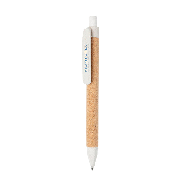 Carica l&#39;immagine nel visualizzatore di Gallery, biro ecologiche da personalizzare in sughero, paglia di grano colore bianco_bianco 121732815 DET09
